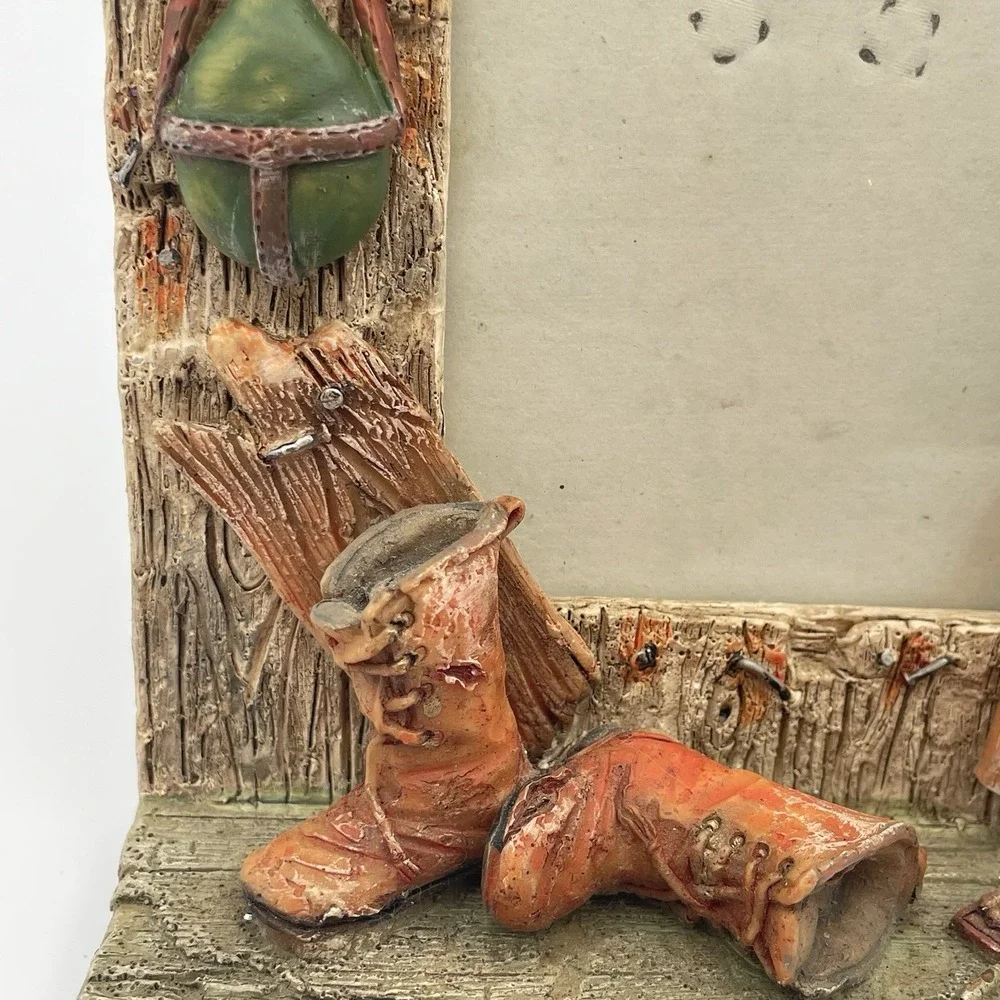 Resin Hunting Picture Frame 4x6 Treasured Times Rustic Country‎ Rifle Boots
